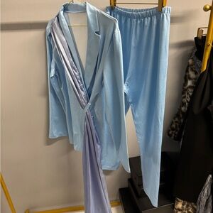 Glitz Light Blue Blazer and Pants Set